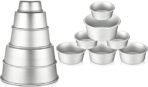 12 Peças set Alumínio Round Cake Pans Bakeware Sets com 4 polegadas, 6 polegadas, 8 polegadas, 9 polegadas, 10 polegadas