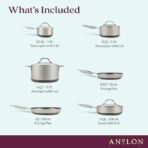 Anolon Achieve Conjunto de panelas e frigideiras antiaderentes anodizadas rígidas, 10 peças - prata - Imagem 2