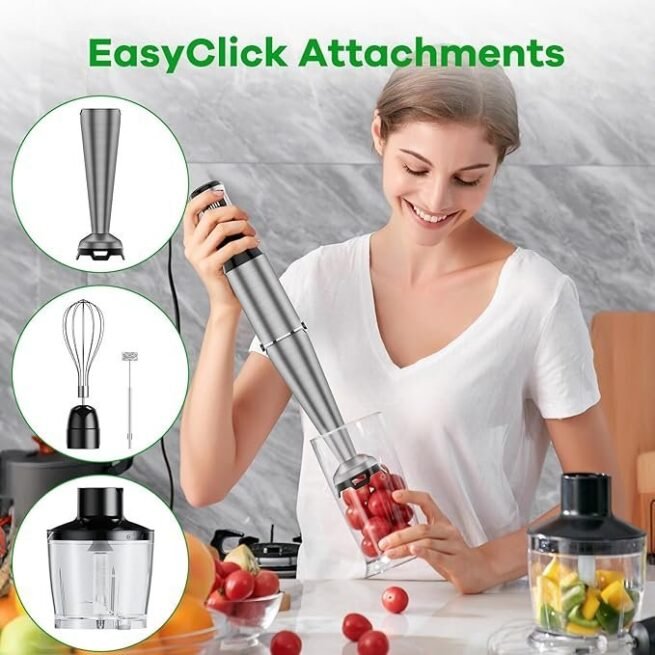 Conjunto de liquidificador de imersão portátil com fio de 1100 W