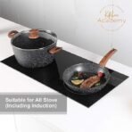 Conjunto de panelas e assadeiras de indução de cozinha com 30 peças de panelas e frigideiras antiaderentes de granito preto - Imagem 3