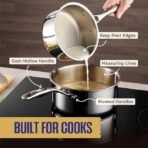LEGEND COOKWARE Conjunto de panelas de aço inoxidável | 5 camadas, 14 peças, indução, não tóxico, seguro para forno | Melhor 18/8 totalmente revestido - Imagem 5
