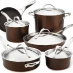 Anolon Nouvelle Panelas e frigideiras antiaderentes de cobre anodizado rígido (11 peças), zibelina